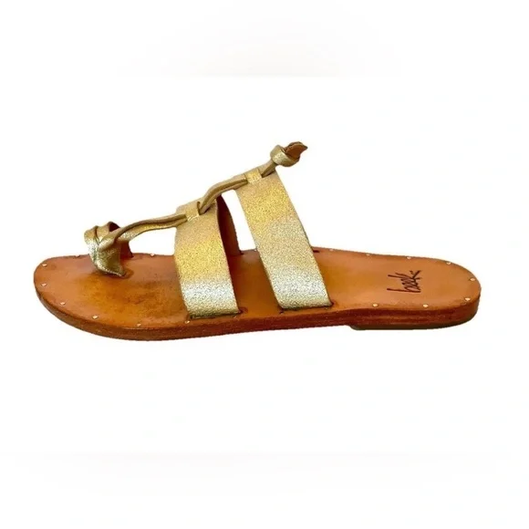 Beek Gold Leather Sandals Size 9 | Handmade Slide Sandals - Picture 4 of 11
